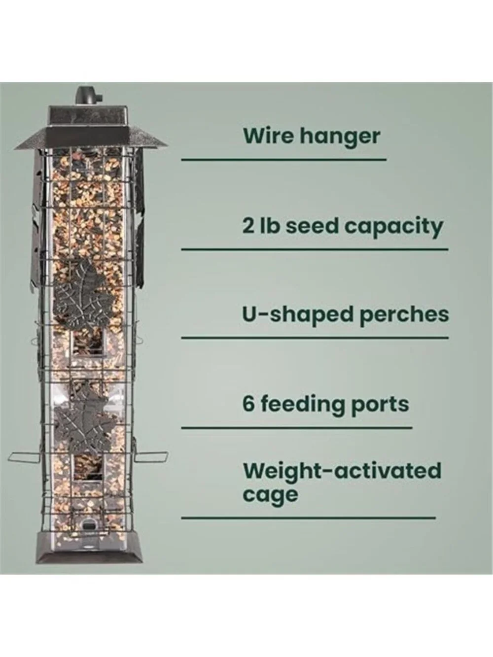 Squirrel-Be-Gone Squirrel Proof Bird Feeder, 2LB, Outdoor Wild Bird Feeder